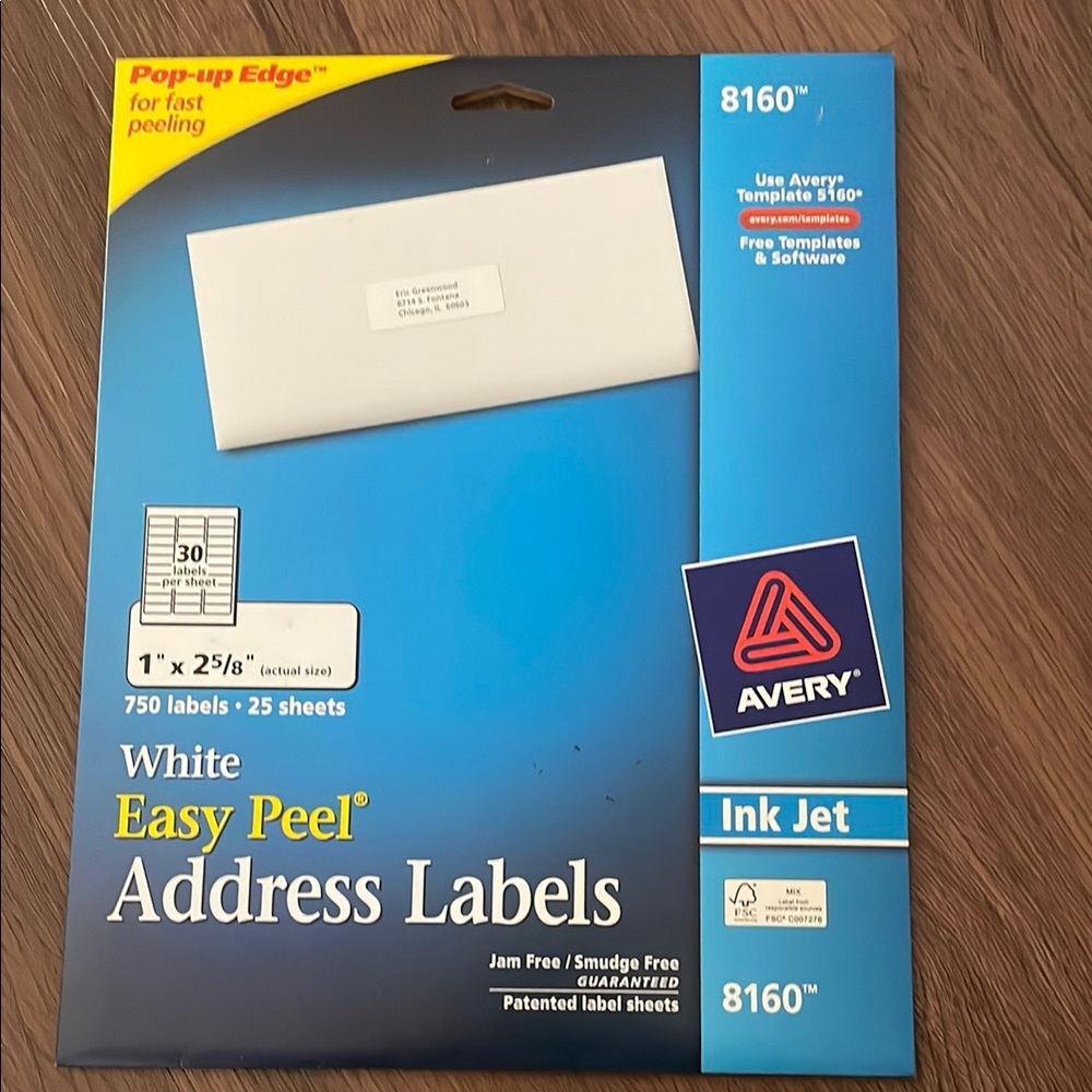Avery White Easy Peel Address Labels Size 1” X 25/8